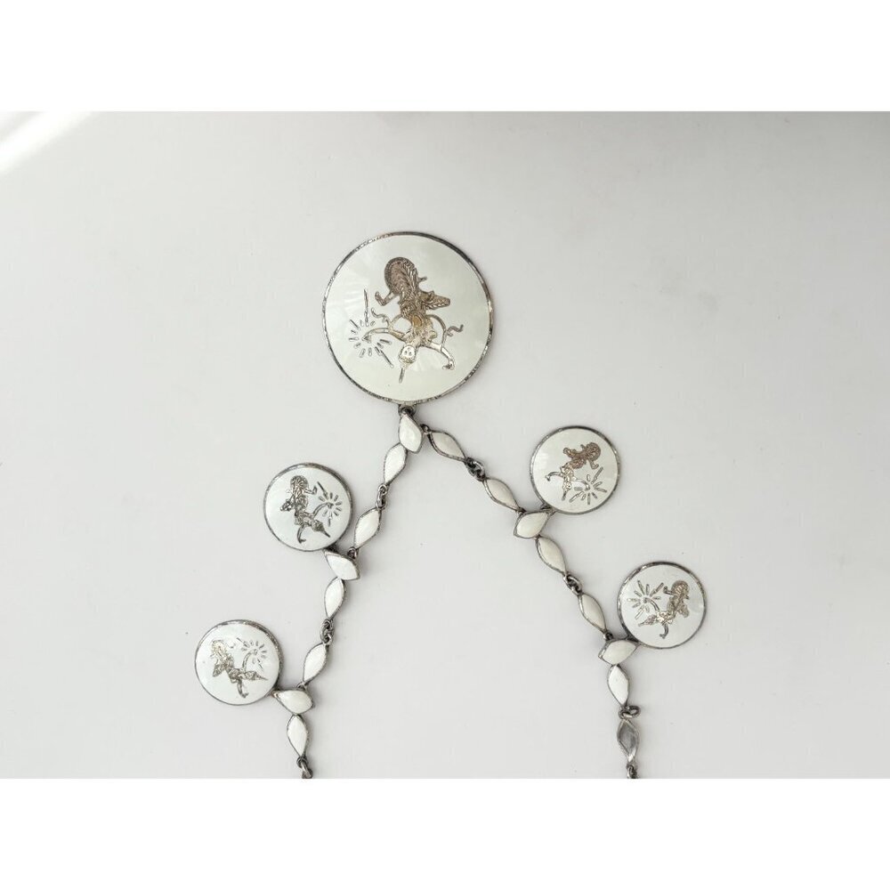 Rare Siam Sterling Silver White Multi-Figure Thai Made 30's 925 Vintage Necklace - Picture 7 of 16